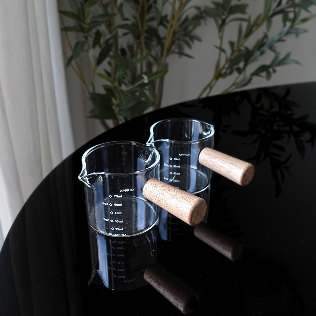 Glass Measuring Cup with Wooden Handle