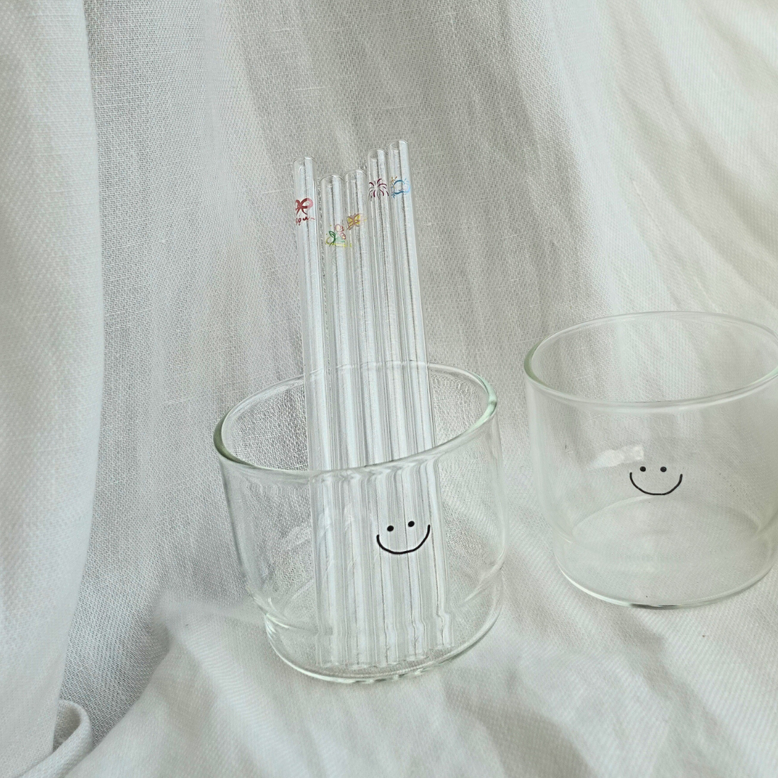 Symbol Etched Glass Straw