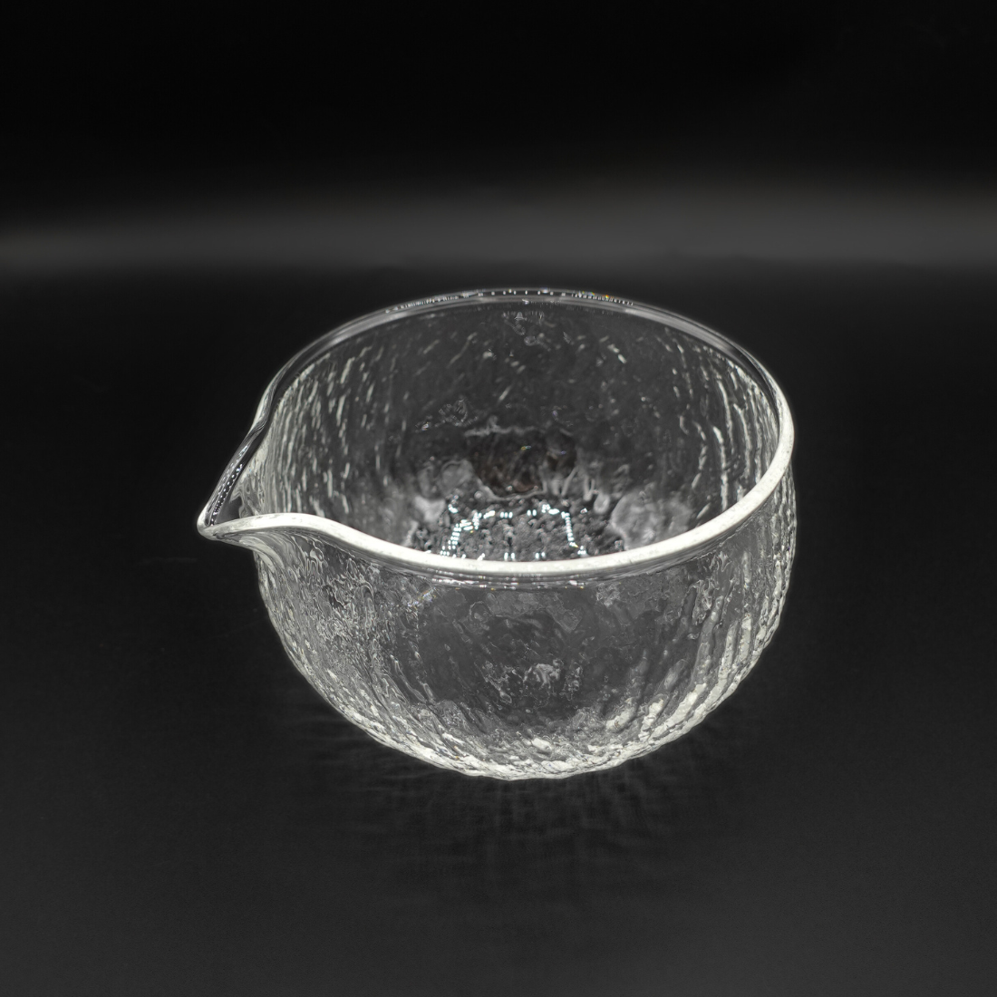 Textured Glass Matcha Bowl with Pouring Spout
