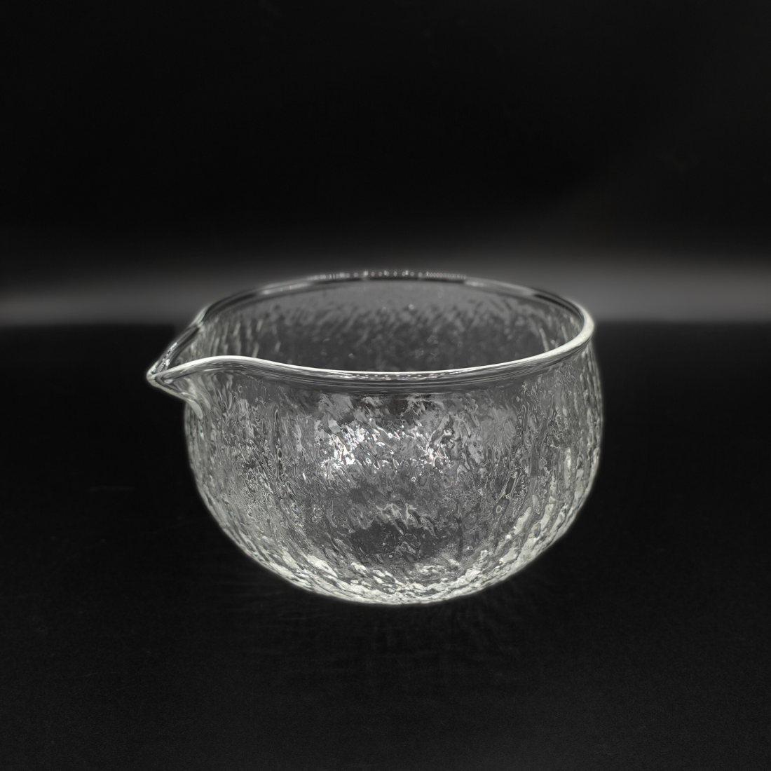 Textured Glass Matcha Bowl with Pouring Spout